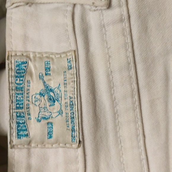 True Religion white boot cut jeans with blue crystals - Picture 7 of 10